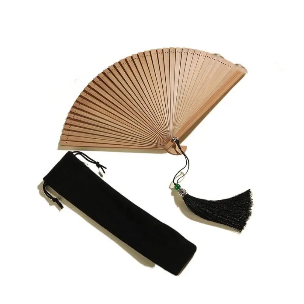 

Black Small Classical Handmade Folding Dance Props Dance Fan Kimono Fan Bamboo Fan Ornament