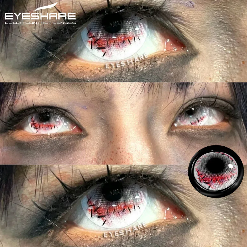 EYESHARE 1 Paar Halloween-Kontaktlinsen Kosmetik Farbige Pupillen Schwarze Kontaktlinsen Make-up Cosplay Rote Linsen Weiße Linsen