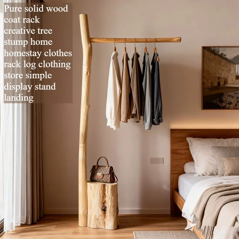 

Vintage Hotel Clothes Rack Bedroom Wooden Hallway Shelf Clothes Stand Nordic Hangers Appendiabiti Da Terra Room Furniture