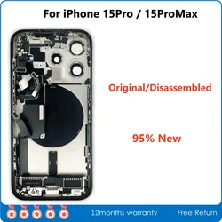 Original Disassembled Middle Frame Housing, Back Glass Cover for iPhone 15 Pro Max, Included NFC Wireless Assembly, 95% New