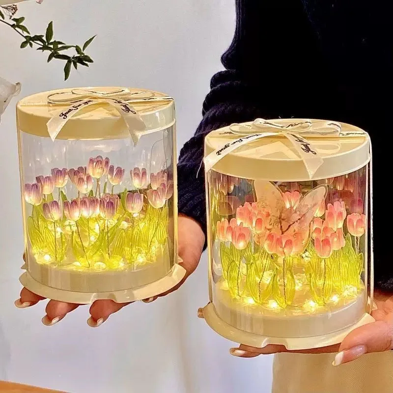 DIY زهرة البحر محاكاة توليب LED ضوء الليل مصابيح طاولة غرفة نوم الحلي الحرفية الديكور مصابيح طاولة هدية الضوء المحيط