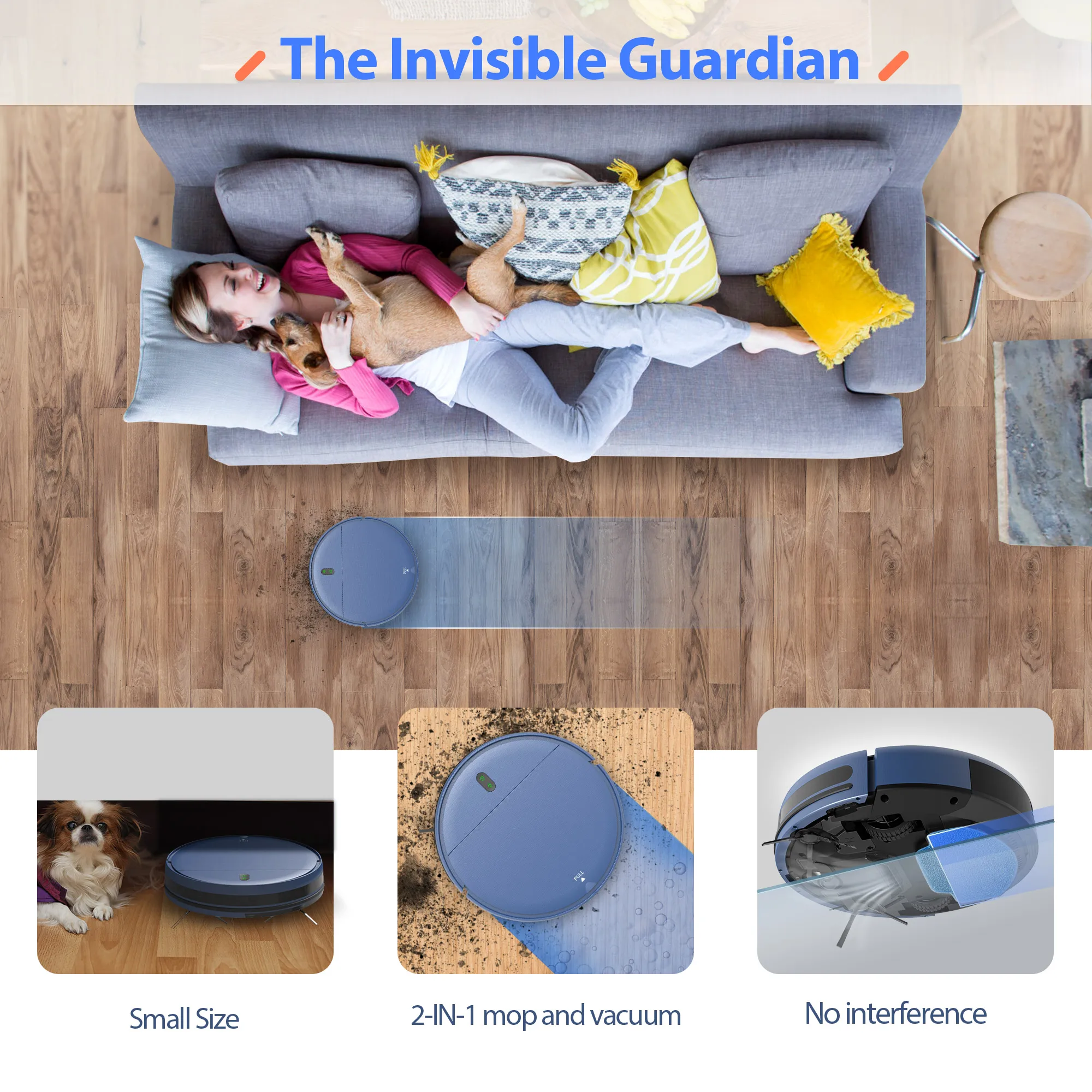 OMESER BR151 Robot Vacuum Cleaner, Self-Charging Robotic Vacuum, 150min Cordless APP Control Smart Home Floor Carpet Cleaning