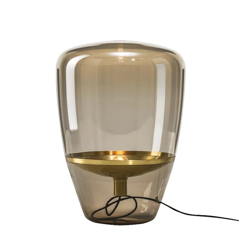 

Amber Glass Table Lamp Bedroom Bedside Lamp Minimalist Art Decoration Designer Glass Desk Light