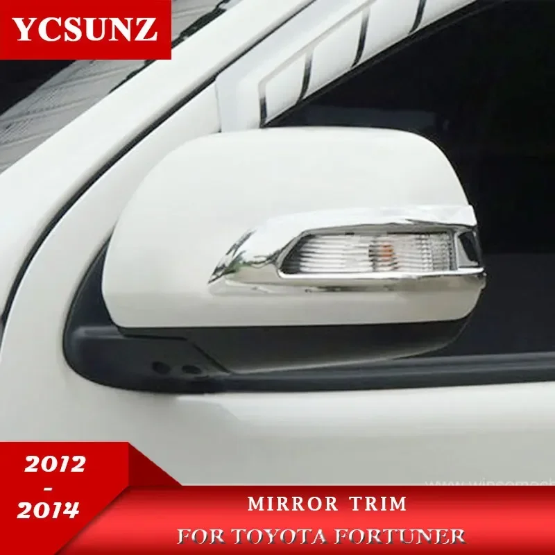 

Chrome Side Door Mirror Rim Trim For Toyota Fortuner 2012 2013 2014 Car Mirror Decoration Accessories