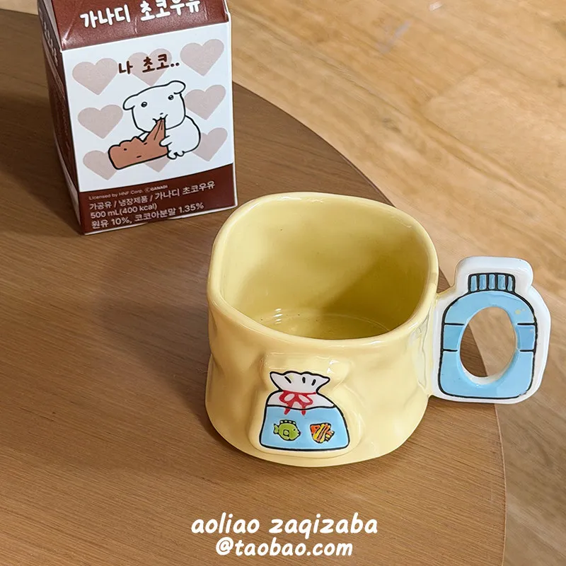 Creative Ceramic Mug  HandgripCups Goldfish Milk Modeling MugCoffee Water Cup High Value Home Office Cup Large Capacity Personal