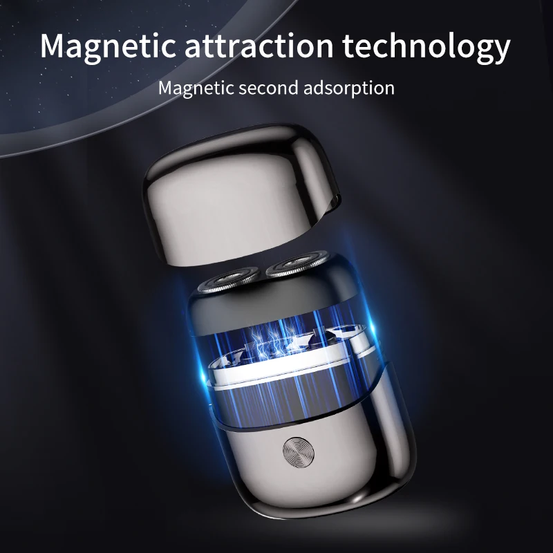 STLF Upgraded Rechargeable Electric Rotary Shaver for Men Mini Magnetic Electric Razor with 2 Heads