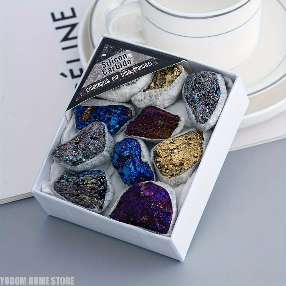 Crystal Rough Stone Set Natural Design - Electroplated Color Agate Cave Amethyst Cluster Ore