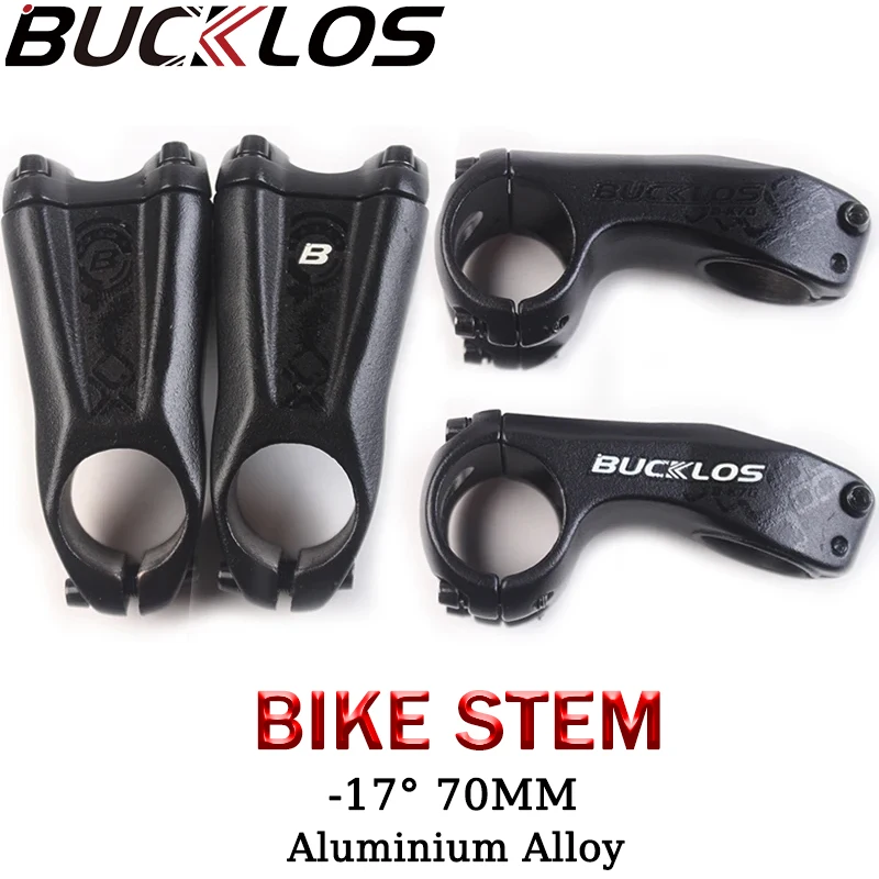 

BUCKLOS Bicycle Stem -17° 70MM MTB Road Bike Stem Ultralight High-strength Aluminium Alloy Handlebar Short Stem Cycling Parts