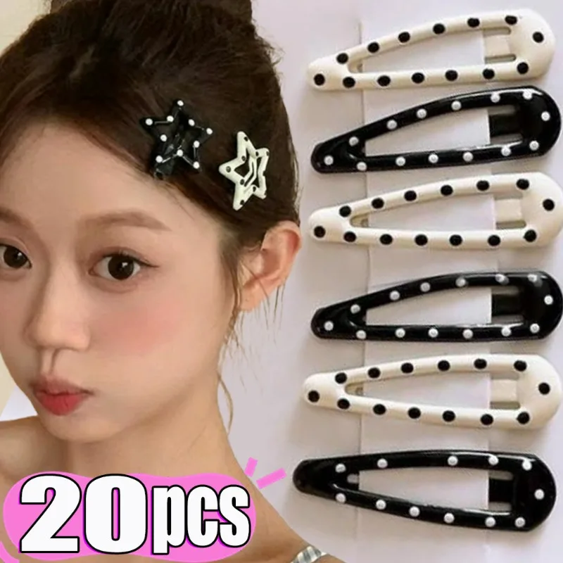 

4/20pcs Polka Dot Hair Clips Star Water Drop Duckbill Barrettes Retro Cute Hairpins Women Girls Bangs Side Clip Trendy Accessory