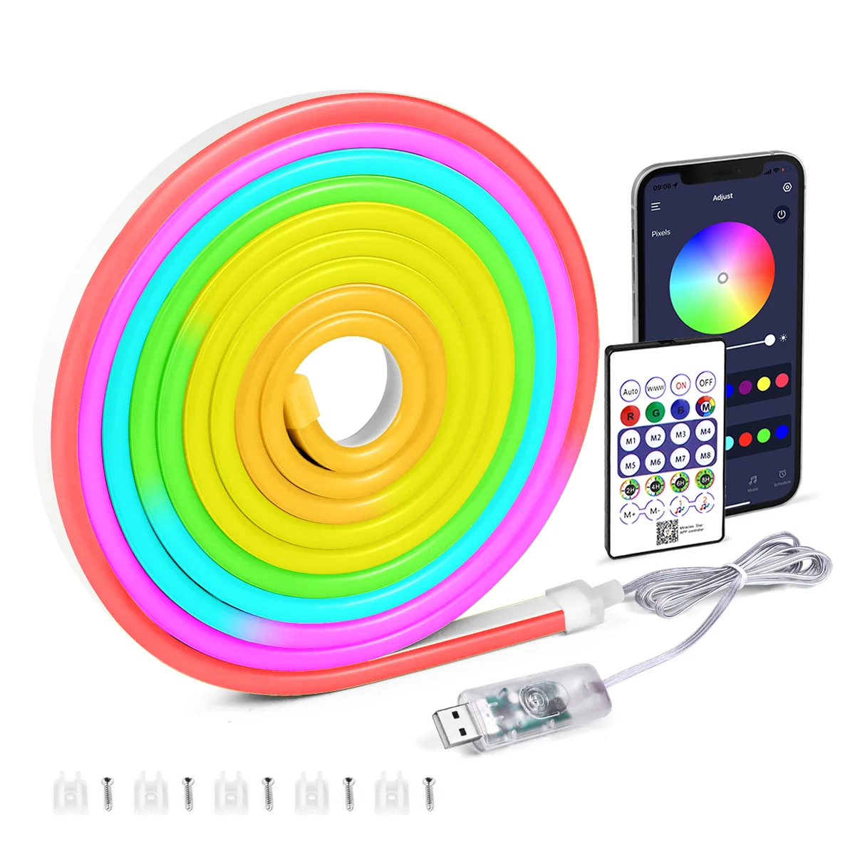 USB RGBIC Neon RGB LED Strip Light WS2812 impermeabile Neon Sign Tape telecomando Bluetooth per Room Wall Decor Fairy Light 5v