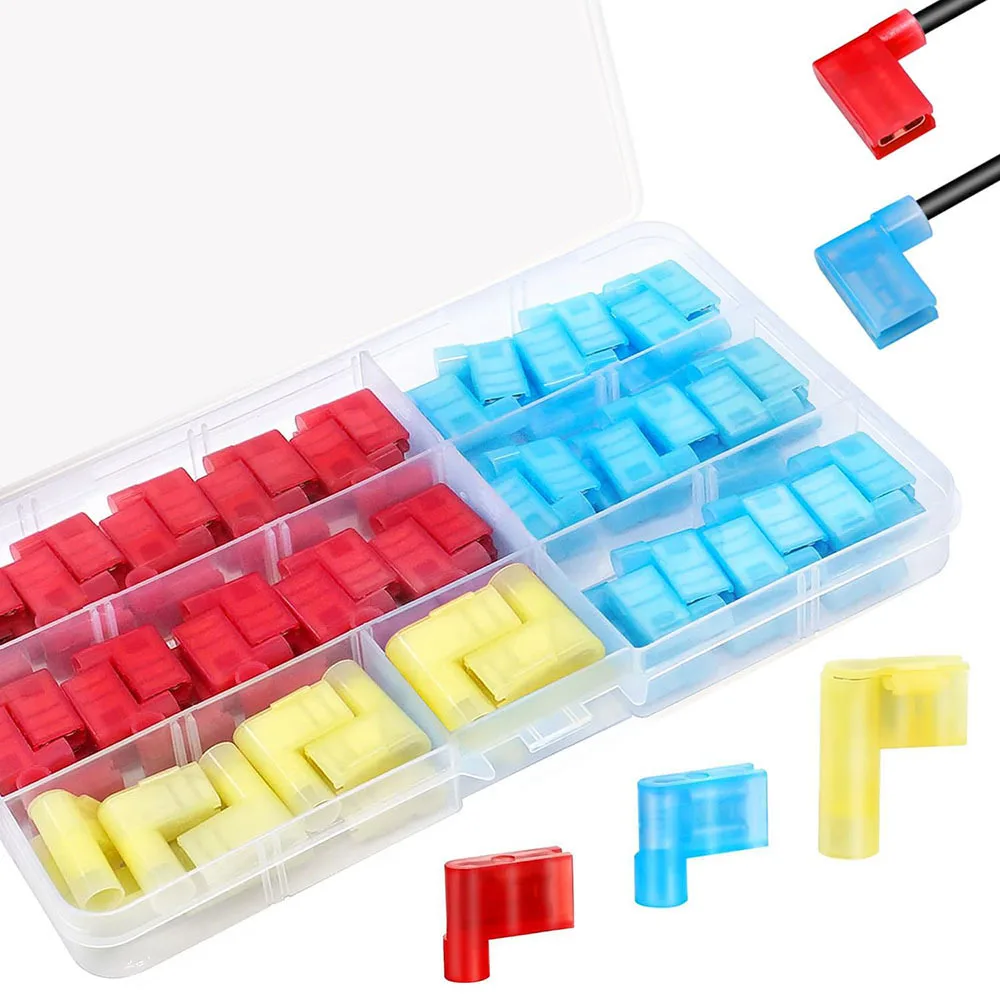 80Pcs Boxed Nylon Insulated Quick Disconnect Flag Terminals Kit, Electrical Spade Wire Connector Assortment