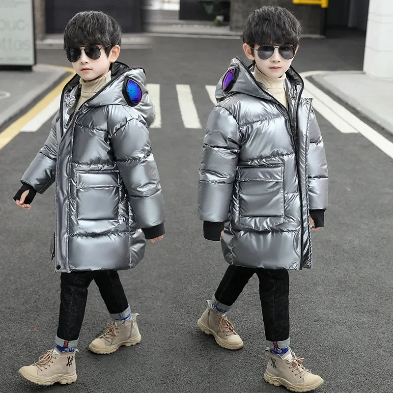 Boys Down Jacket Coat Overcoat Cotton 2022 Sliver Warm Plus Thicken Winter  Teenager Children\'s Clothing