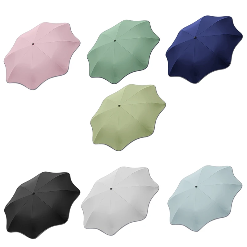 Three-fold Rounded Corner Windproof Compact Travel Umbrella Sunshade Umbrella UV Protection Sun & Rain Umbrella