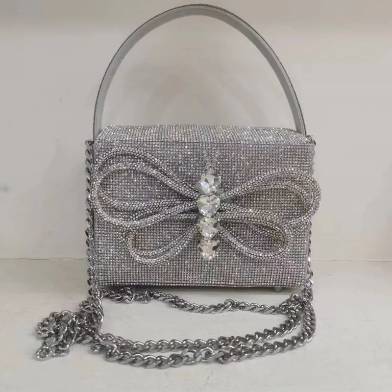 Small square bag butterfly luxury diamond-encrusted gift box bag single shoulder cross-body portable women's bag