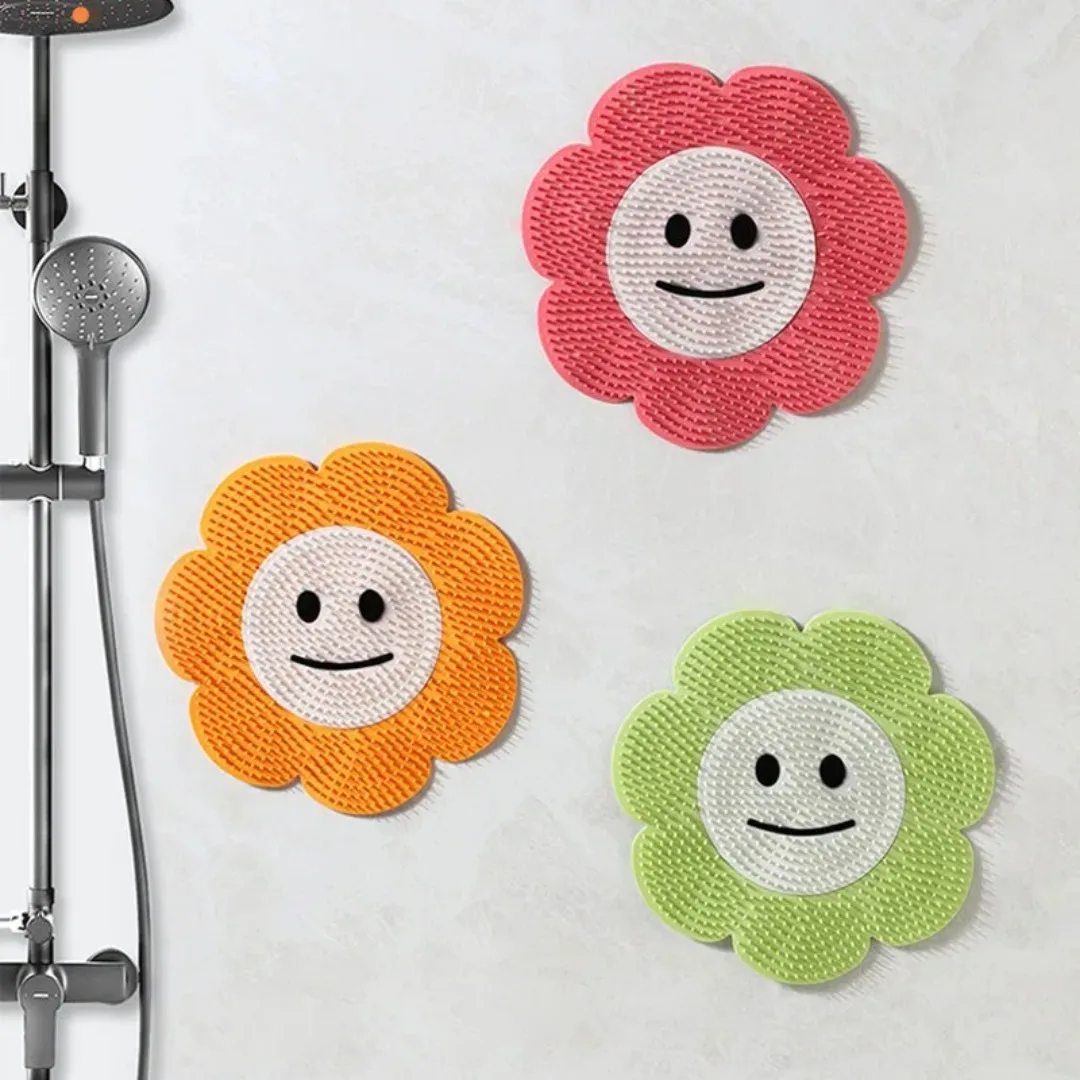 Sunflower Massage Mat Back Scraper Cleaning Brush Anti Slip Shower Feet Cleaner Wash Mat Sucker Wall Mat Rub Foot Scrubber Tools