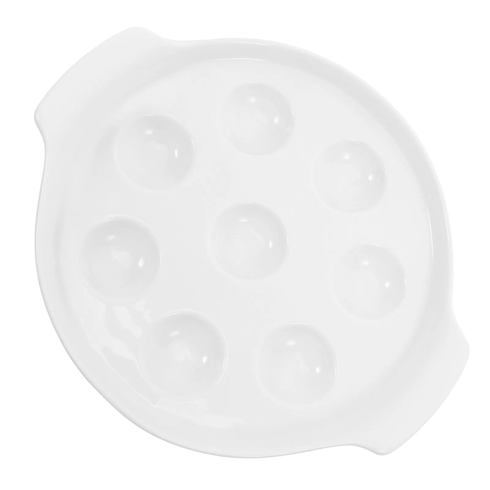 French Style Ceramic Escargot Baking Dish Oven Safe Dual Handles Groove Design for Snail Seafood Mushroom Shrimp Olive Conch