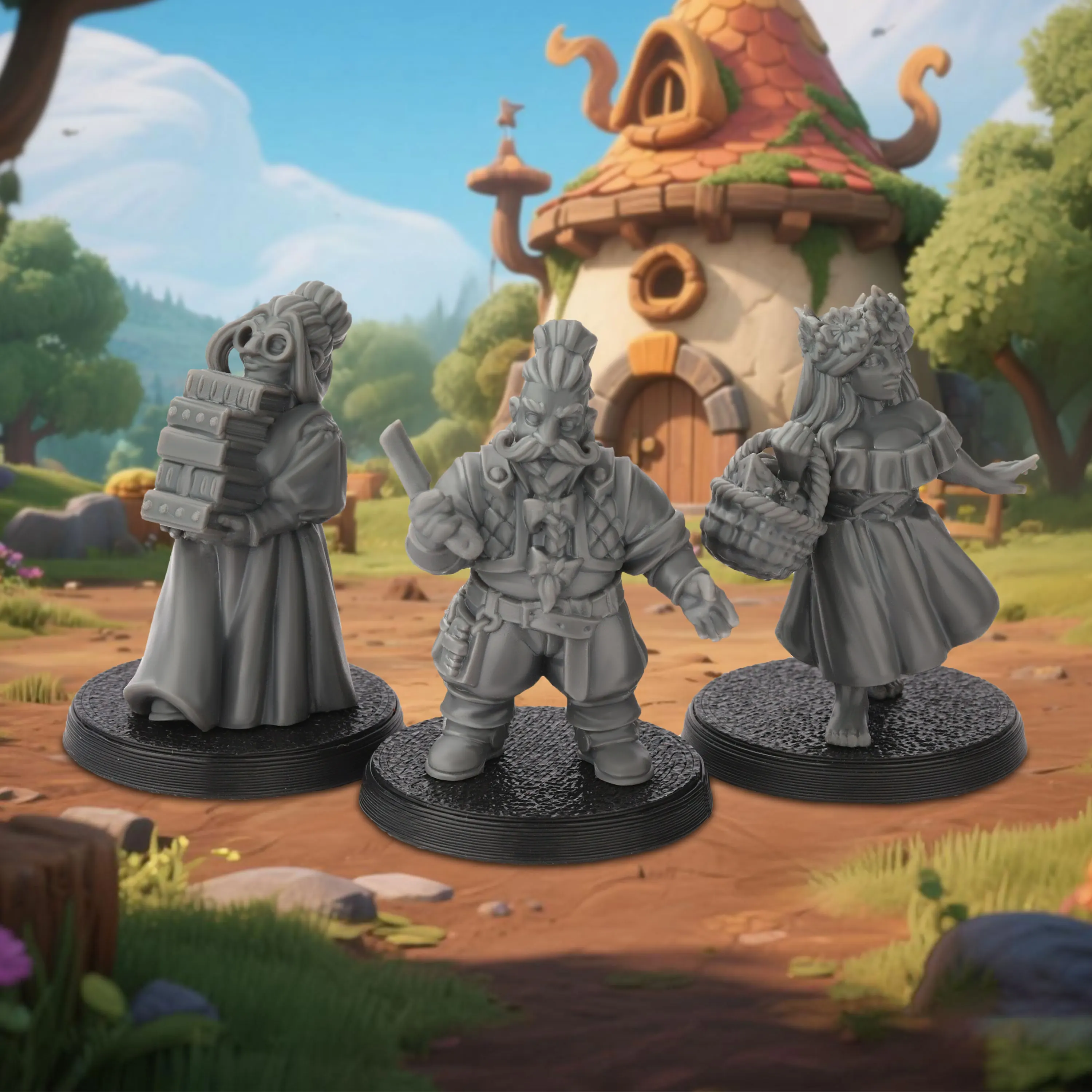 3Pcs RPG Dwarves Citizen Minia - Miniature Terrain Set recension och pris