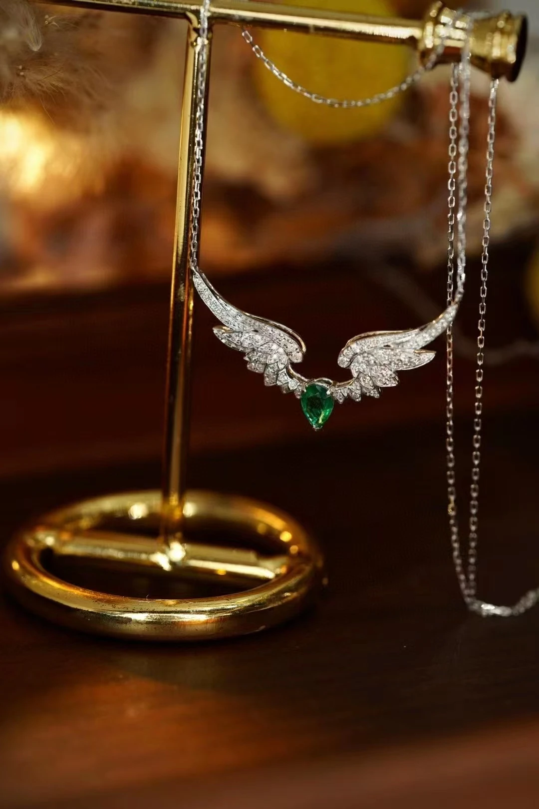 XCL FREEDOM ROMANCE NATURAL EMERALD&DIAMOND NECKLACE FINE JEWELRY FOR LADY DAILY WEAR ALL SEASON