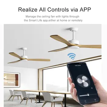 Tuya WiFi Smart Life Stropní ventilátor Dálkové ovládání Sada pro ovládání přes aplikaci Smart Home Nastavitelná rychlost větru Funguje s příslušenstvím Alexa 8 nejlepší prodej Chytré ovládání aplikací Flamingo - №4