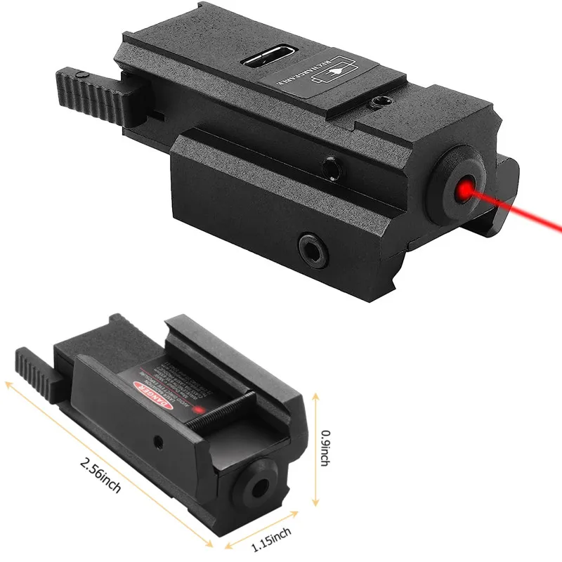 

Rechargeable Portable USB Charging Tactical Laser sight with 11/20mm Picatinny Rail Red 650nm for Pistol Glock Laser Collimator