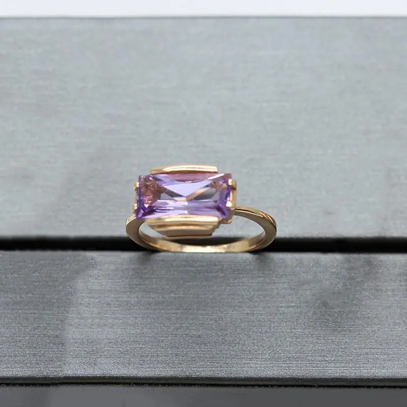 

Ele Simple 585 Gold Ring for Women Luxury Faion Personali Gift Quali Copper Material Square ape Holiday Jewelry