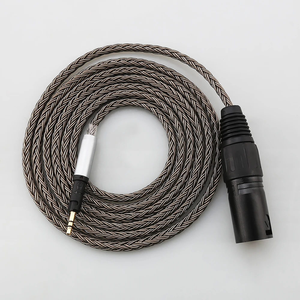

16-Core OCC Single Silver Headphone Upgrade Cable 3.5/2.5/4.4mm Balanced Earphone Cable Audio Technica ATH-M50x M40x M70x M60x