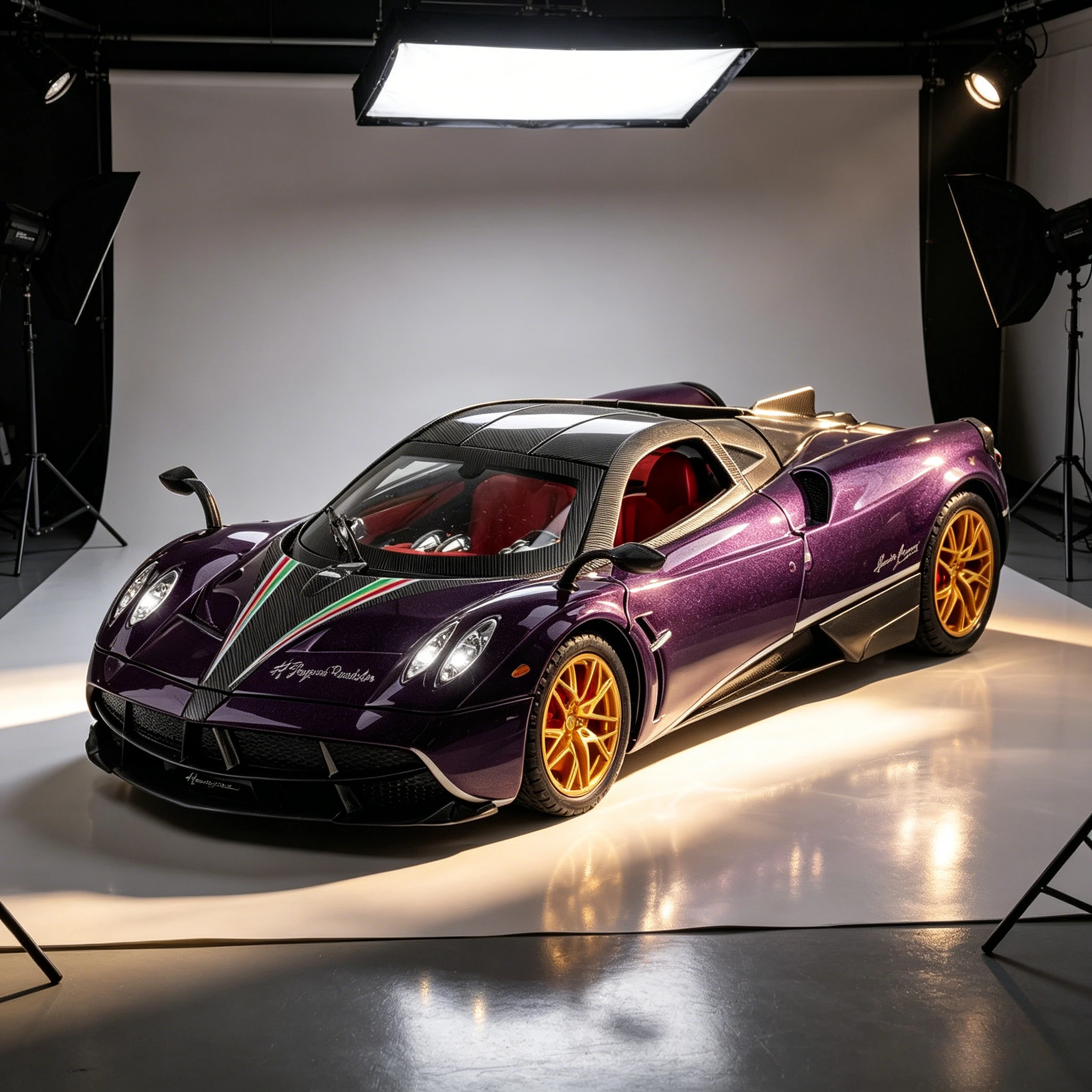 

1:24 Huayra Alloy Cars Diecast Model Toys with Sound Light Sports Car Wheel Pull Back Vehicle Xmas Gift Toy