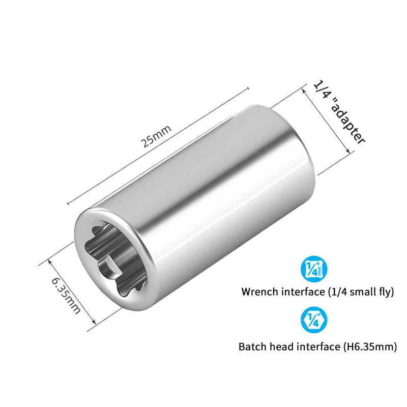 【BARU】4/8-Piece 1/4 Inch Square Drive Ke 1/4 Inch Hex Socket Bits Converter Screwdriver Bit Adapter Bit Converter Tool