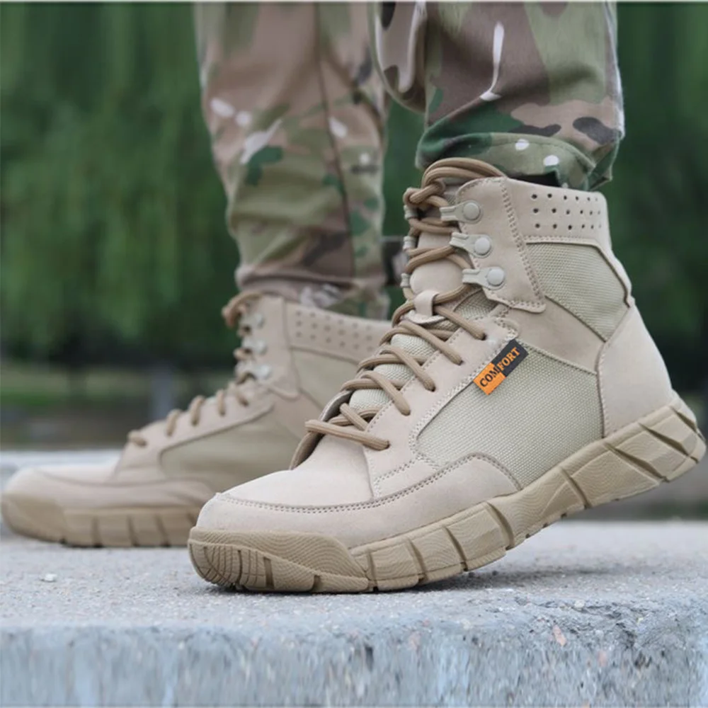 Breathable Lightweight Summer Shoes Tactical Combat Boots Men Outdoor Hiking Desert Boots Male  Middle Ankle Shoe