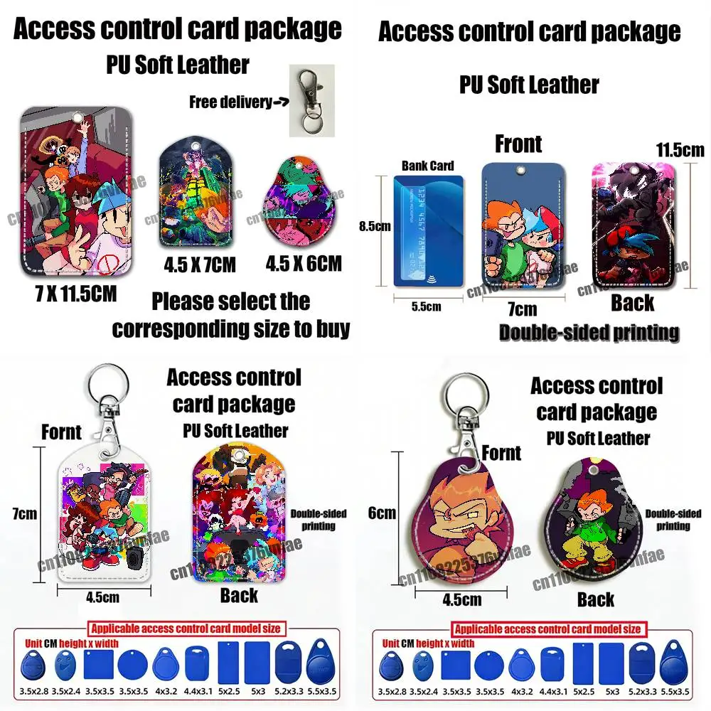For F-Friday Night Funkin Pico ID Clips Credit Bank Access Bus Electric Car Elevator Card Holder Cover Keychain