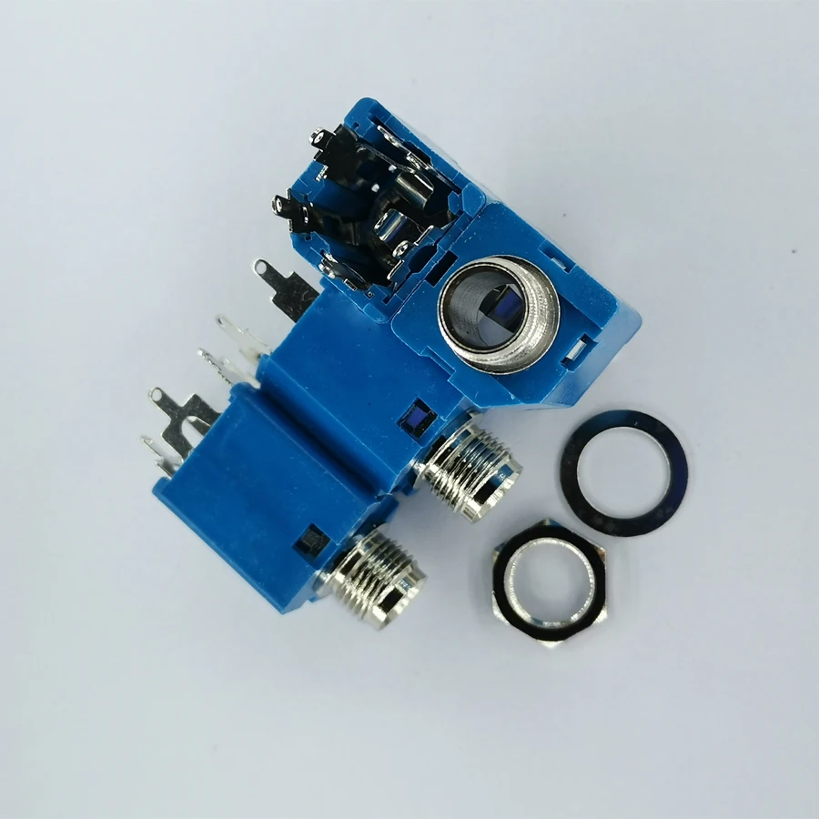 20PCS/Lot 6.35mm/6.35 Stereo Audio Microphone Female Jack/Socket Connector 5P/3P Blue/Black