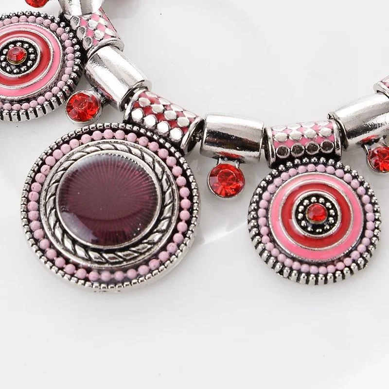 2022 New Popular Retro Luxury Ethnic Style Alloy Oil Drop Inlaid Necklace Boho Necklace Ladies Jewelry