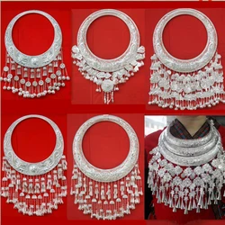 Hmong Collar Necklaces Pendants Exaggerated Vintage Maxi Choker Collier Boho Women Miao Silver Jewelry