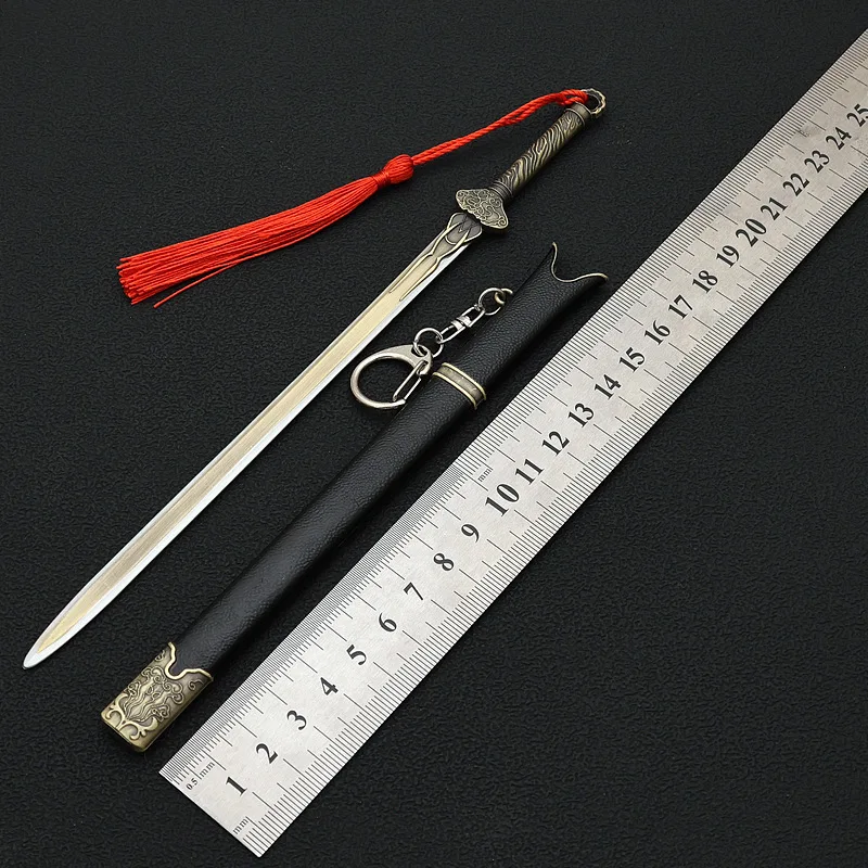 22cm Ren Ruyi Sword Keychain A Journey To Love Film Television Peripheral Weapon Model Red Dust Sword with Sheath Metal Crafts