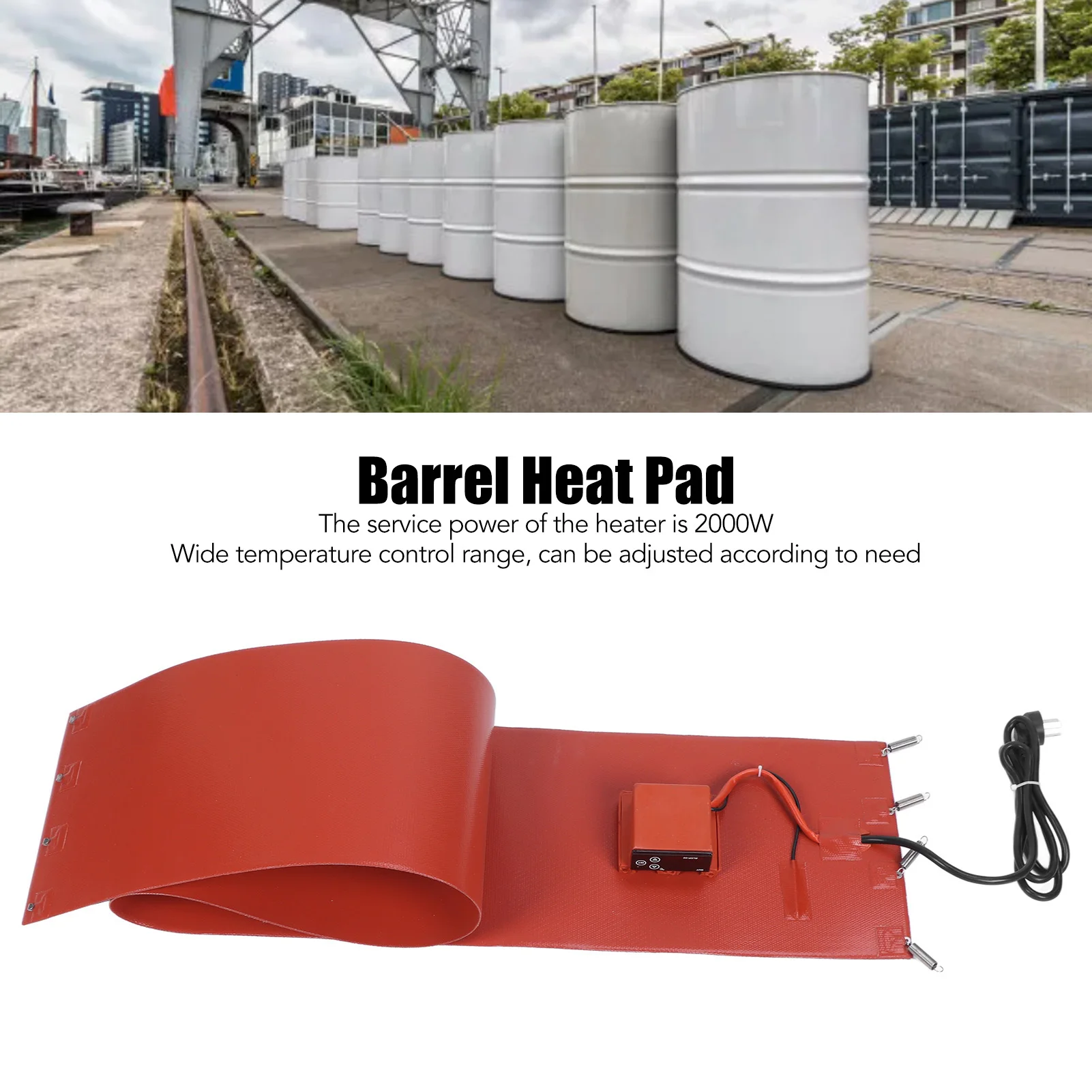 

Oil Drum Heater Silicone Spring Thermostatic Barrel Band Heat Pad for Factory Industrial 2000W 200L Barrel Band Heat Pad