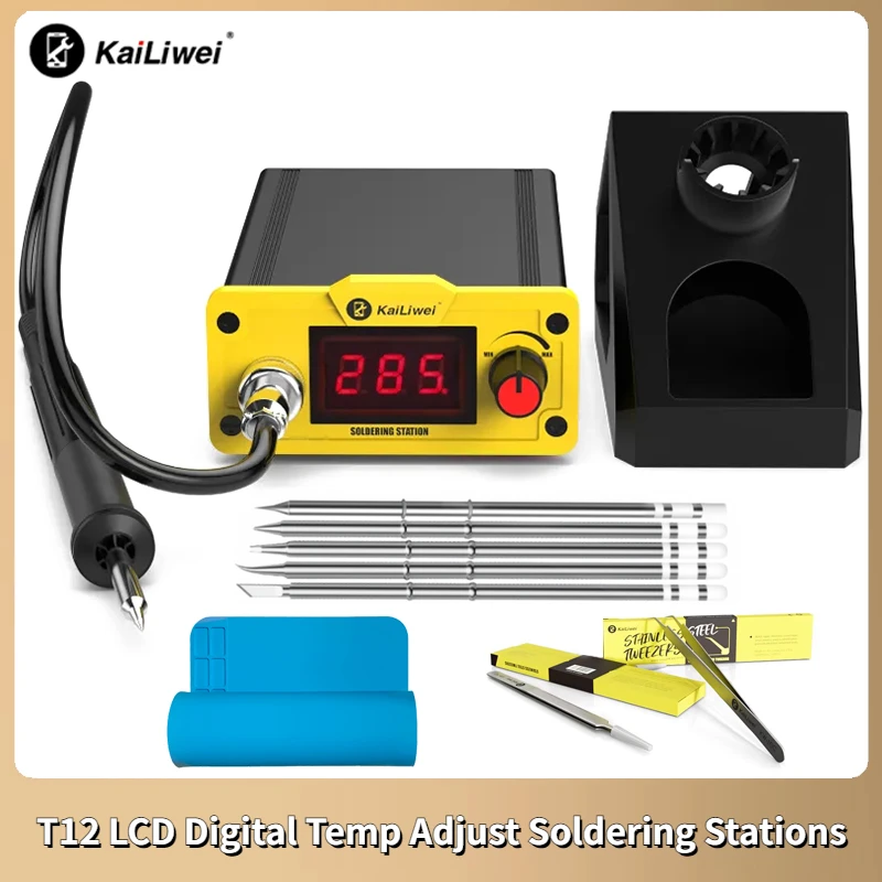 

Kailiwei T12 Digital Adjustable Temperature Soldering Station Portable LCD BGA Rework Station With Welding Iron Tip Repair Tools