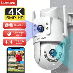 Lenovo 4K 6MP WiFi Surveillance Camera Outdoor Security Dual Lens Dual Screen AI Tracking PTZ IP Camera CCTV Video Surveillance