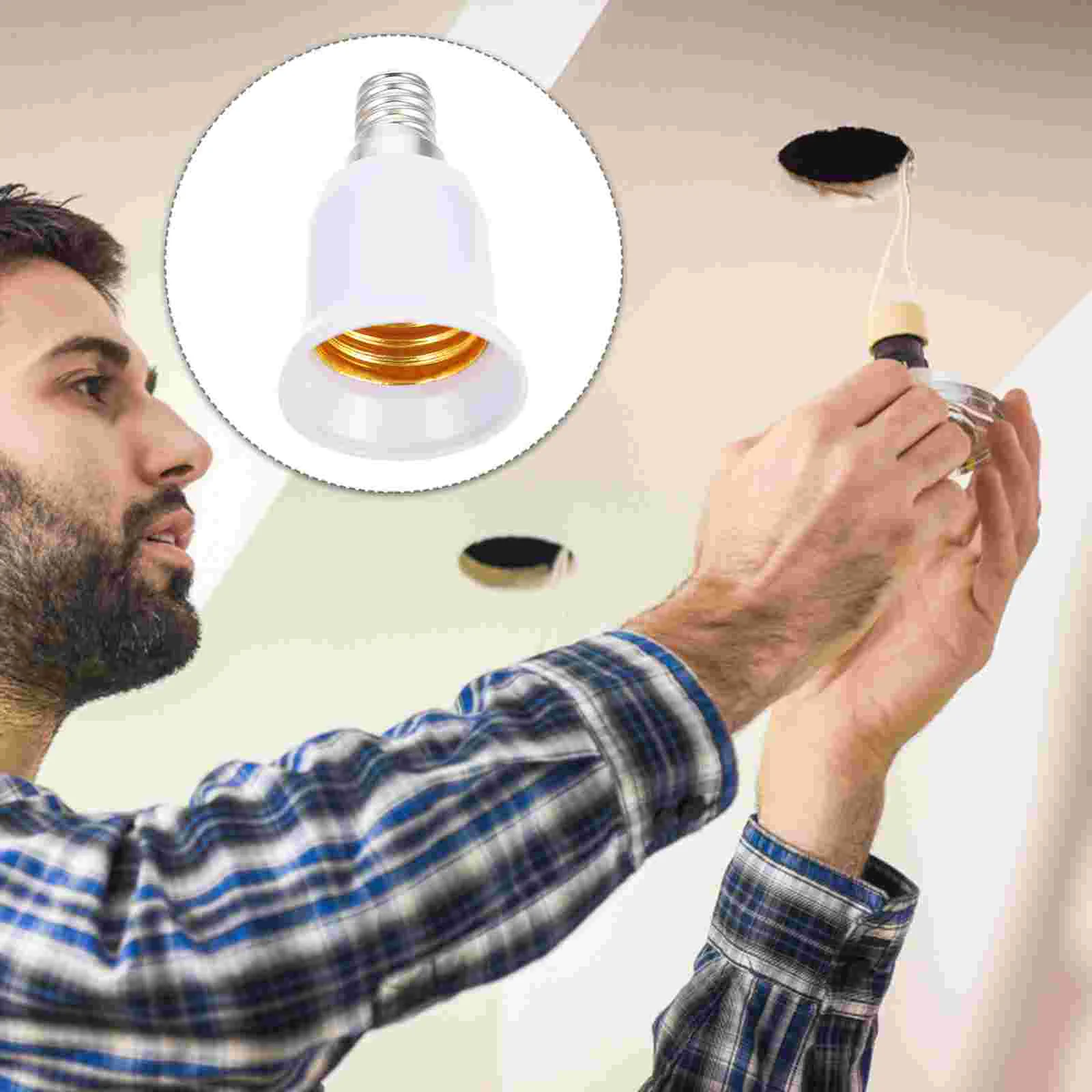 7 Pcs E14 to Lamp Socket Adapter Plastic Holder Light Base Converter Bulb Easy Install High Matching Screw