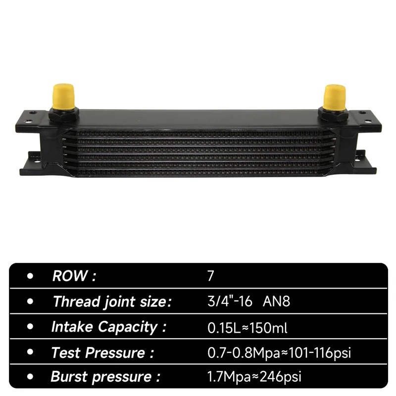 

Universal Aluminum Oil Cooler AN8 7 Row Engine Transmission Oil Cooler 8-AN Oil Cooler Cool System