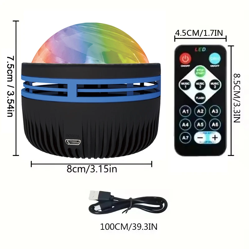 Starry Sky Projection Ambient Light with Remote Control Northern Light Star LED Water Ripple Projector Light USB Plug Starlight