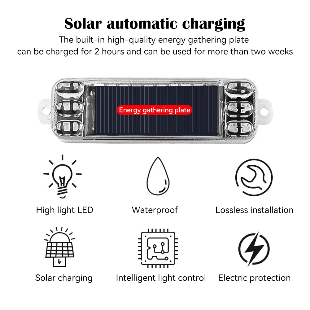 Luz de advertencia Solar para prevención de colisiones traseros de coche, luz estroboscópica nocturna para motocicleta, vehículo eléctrico, bicicleta, luz intermitente trasera LED