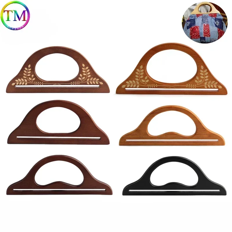 Black,Camel,Light Brown Solid Wood Bag Frame Bags Wood Strap Replacement For Handbag Purse Frame Handle DIY Bags Accessories