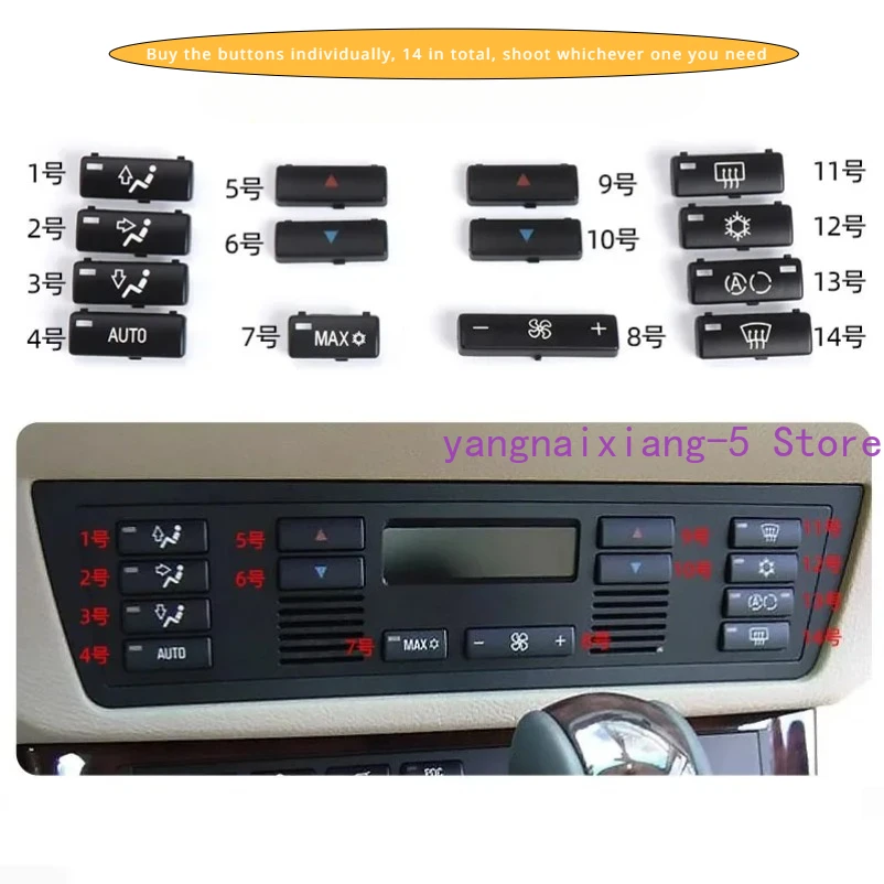 Pour BMW E39 E53 Console centrale de voiture climat A/C panneau de commande boutons de commutation capuchons de couverture clé de remplacement pour BMW série 5 X5 1 PC