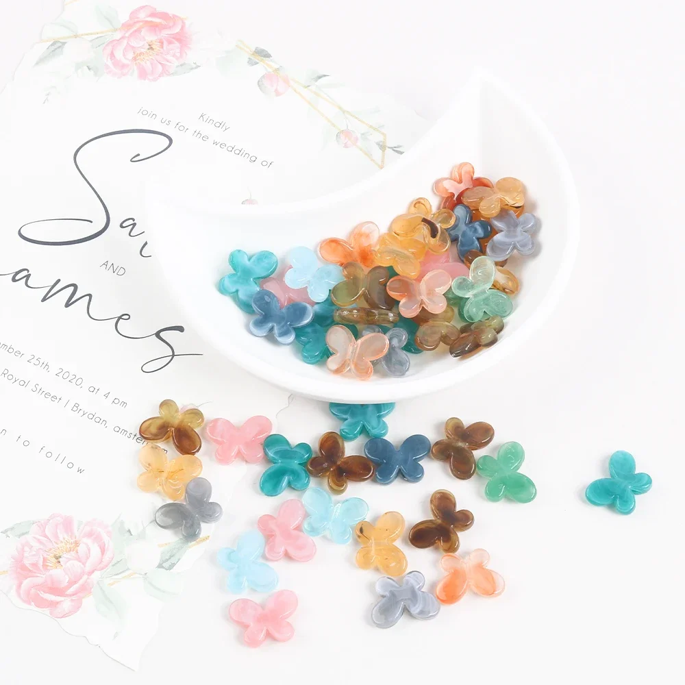 30pcs Translucent Gradient  Color Acrylic Beads Butterfly Beads For Jewelry Making DIY Bracelets Necklace Earrings Accessories