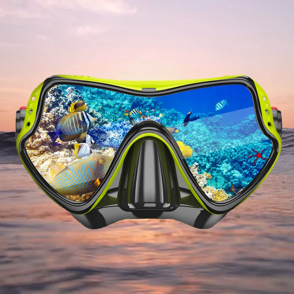 

Snorkeling Mask Swimming Goggles Professional Large Frame Diving Mask with Nose Cover Free-diving Mask for Adult Swimming Mask