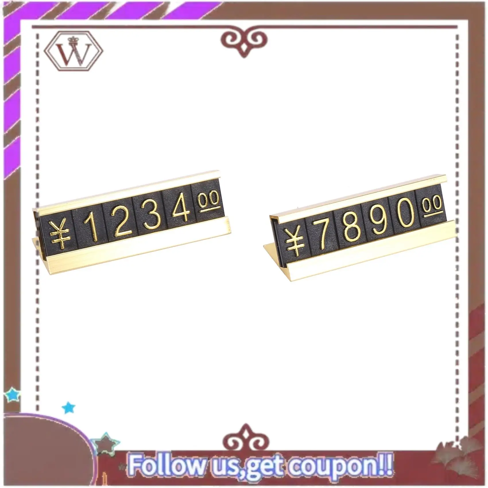 مجموعات ABBG-57 المعدنية ذات اللون الذهبي والأرقام العربية معًا بطاقات الأسعار