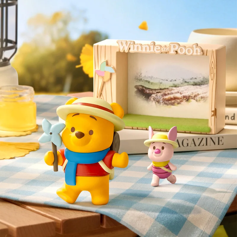 Disney Winnie The Pooh Autumn Outing Scene Series Figure Toy Cartoon Anime Pooh Bear Doll Decoration Ornament Kawaii Toys Gift