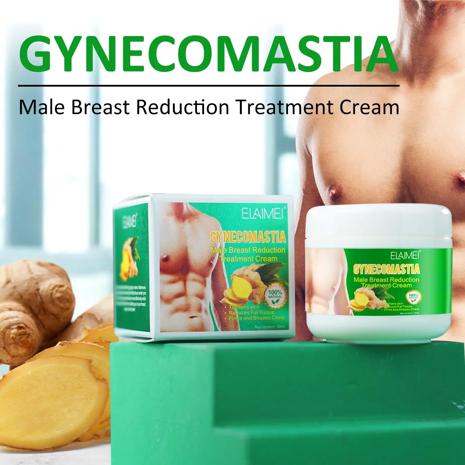 Natural Plant Men\'s Breast Firming Massage Cream Burn Muscle Gynecomastia Reduce Shaping Body Creams Chest Fat Chest Tightening