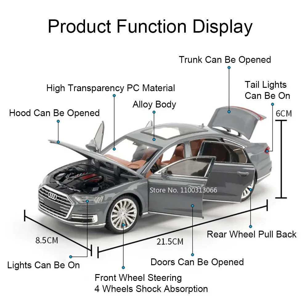 1:24 escala liga a7 a8 carros modelo brinquedos roda puxar para trás modelos de carro com som leve coleções de veículos brinquedo para presentes do namorado