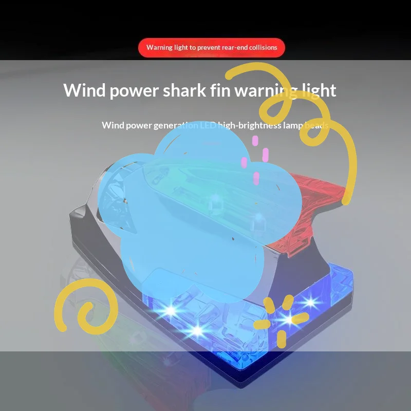 

Universal Car Roof Car Truck Wind Powered LED Light Roof Light Fin Auto Safe Warning Lamp Colorful Flash Wind Antenna Lamp